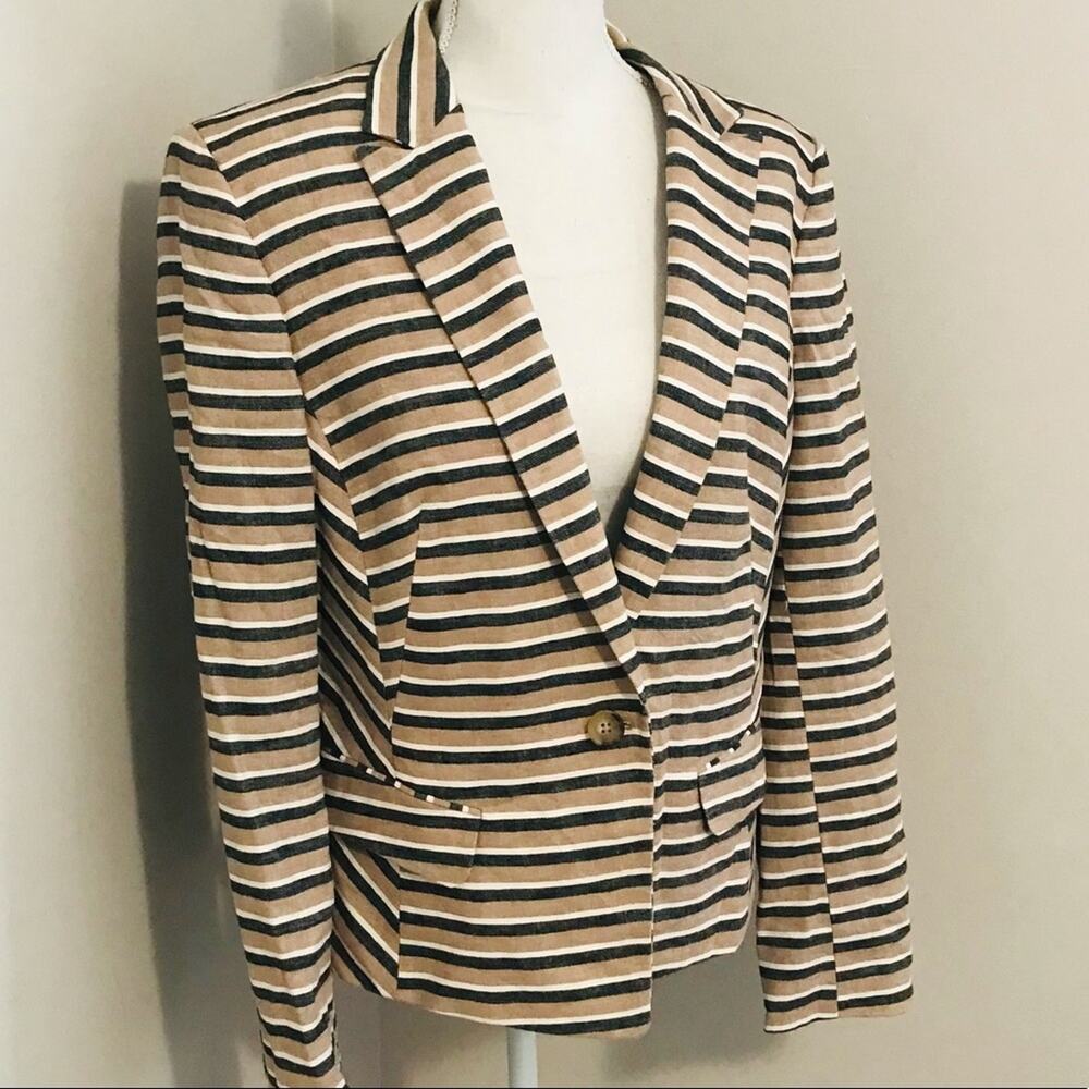 Anne Klein Linen Striped Blazer